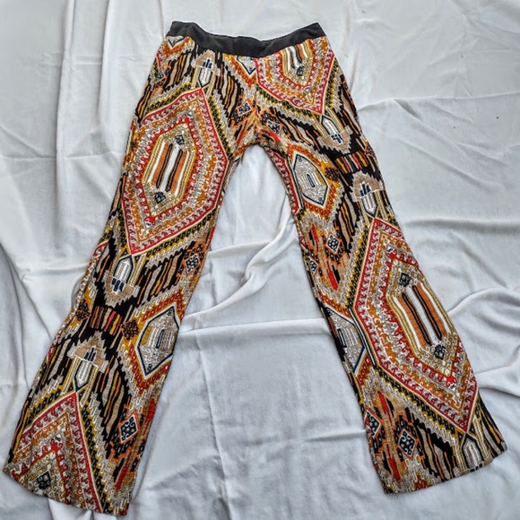 Multicolored Woven Orange Tones Printed Women's Pants by Trina Turk Size 6 - Picture 3 of 8